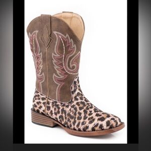 Roper Leopard Print Pink Sparkle Western Cowboy Boots Little Girls Size 12